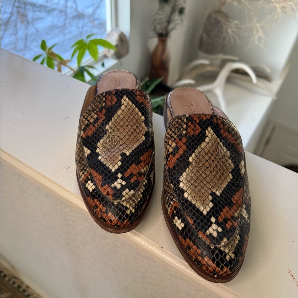 Madewell Snake Print Flats - Brown and Tan